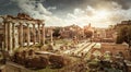 Panoramic view of the Roman Forum in Rome, Italy Royalty Free Stock Photo