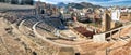 Panoramic view of the Roman theater in Cartagena, southern Spain. Royalty Free Stock Photo