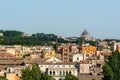 Panoramic view of Rome with sightseeings with green trees. Basilica of Saint Peter, Vatican City Royalty Free Stock Photo