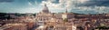 Panoramic view of Rome with St Peter`s Basilica in Vatican City,