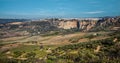 Panoramic view of Ronda nature and urban landscape