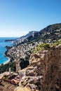 Panoramic view of Roquebrune coastline and the Principality of Monaco Royalty Free Stock Photo