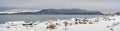 Panoramic View of Rosario Strait After a Winter Snowstorm. Royalty Free Stock Photo
