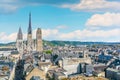 Panoramic view of Rouen from Gros-Horloge Clock Tower top, Normandy.