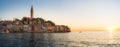 Panoramic view of Rovinj at sunset, Istrian Peninsula, Croatia Royalty Free Stock Photo