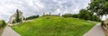 Panoramic view of the royal castle and the parish church of St. Bartholomew in Checiny