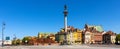 Panoramic view of Royal Castle Square - Plac Zamkowy - in Starowka Old Town with Sigismund III Waza Column and historic tenement Royalty Free Stock Photo