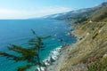 Panoramic view of the rugged coastline of Big Sur with Santa Lucia Mountains along famous Highway 1, Monterey county, California, Royalty Free Stock Photo