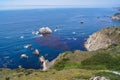 Panoramic view of the rugged coastline of Big Sur with Santa Lucia Mountains along famous Highway 1, Monterey county, California, Royalty Free Stock Photo