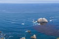 Panoramic view of the rugged coastline of Big Sur with Santa Lucia Mountains along famous Highway 1, Monterey county, California, Royalty Free Stock Photo