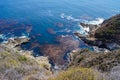 Panoramic view of the rugged coastline of Big Sur with Santa Lucia Mountains along famous Highway 1, Monterey county, California, Royalty Free Stock Photo
