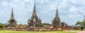 Panoramic view at the ruins of Buddhist Temple Phra Si Sanphet in Ayutthaya, Thailand