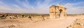 Panoramic view at the ruins of Caracalla arch in ancient town Volubilis - Morocco Royalty Free Stock Photo