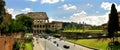 Panoramic view on ruins of Coliseum in Rome. Royalty Free Stock Photo