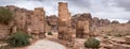 panoramic view Ruins of Great Temple Gates in the ancient Arab Nabataean Kingdom city of Petra Royalty Free Stock Photo