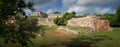 Panoramic view of the ruins of the Mayan pyramids in Uxmal Royalty Free Stock Photo