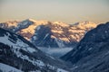 Panoramic view Saalbach hinterglemm steinernes Meer leogang sunset valley dusk