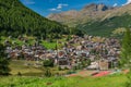 Panoramic view on Saas-Fee, Valais, Switzerland, in summer