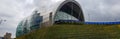 Panoramic view of the Sage Gateshead. This modern building is an Royalty Free Stock Photo