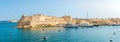 Panoramic view at the Saint Angelo Fort in Birgu from Senglea - Malta Royalty Free Stock Photo