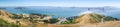 Panoramic view of San Francisco bay, Golden Gate Bridge, Angel Island and the Financial District, California Royalty Free Stock Photo