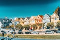 Panoramic view of the San Francisco Painted ladies Victorian Houses