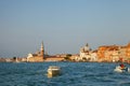 Panoramic view with San Giorgio Maggiore church at sunset, Venice