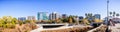 Panoramic view of San Jose`s downtown skyline as seen from the s