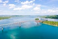 Panoramic view of the San Juanico bridge, the longest bridge in the country. It connects the Samar and Leyte islands in the Royalty Free Stock Photo