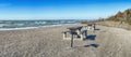 Panoramic view of sand dunes beach in lake Erie at Point Pelee N Royalty Free Stock Photo