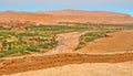 Panoramic view of sandy Ouarzazate and dried river - door of the desert in Morocco, Africa
