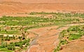 Panoramic view of sandy Ouarzazate, UNESCO World Heritage Site and dried river in Morocco, Africa Royalty Free Stock Photo