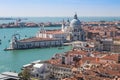 Panoramic view of Santa Maria della Salute cathedral. Royalty Free Stock Photo