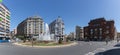 Panoramic view at the Santo Domingo square and fountain, central plaza on downtown, an iconic city plaza, iconic buildings, LeÃ³n