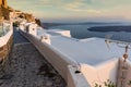 Panoramic view of Santorini island and Sunset over town of Imerovigli, Thira, Greece Royalty Free Stock Photo