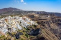 Panoramic view of Santorini island village and Thira town Royalty Free Stock Photo