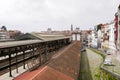 Panoramic view of Sao Bento railway station and its neighborhood in old city of Porto, Portugal. Royalty Free Stock Photo