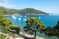 Panoramic view on Saplunara harbor. Croatia Royalty Free Stock Photo