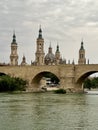 Panoramic view of Saragossa, Spain features the Basilica of Our Lady of the Pillar Royalty Free Stock Photo