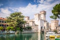 Panoramic view on Scaligero castle in Sirmione near lake Garda Royalty Free Stock Photo
