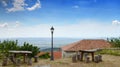 Panoramic view, Scene with Kruja old building village, Bazaar street,fort, Tirana in Albania. Royalty Free Stock Photo