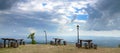 Panoramic view, Scene with Kruja old building village,near capital Tirana in Albania. Royalty Free Stock Photo