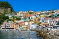 Panoramic view of scenic Parga city, Greece. Royalty Free Stock Photo