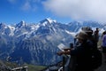 Panoramic view from Schilthorn to Eiger, MÃÂ¶nch and JUngfrau in the Bernese Oberland Royalty Free Stock Photo