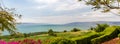 Panoramic view of the sea of Galilee from the Mount of Beatitudes, Israel