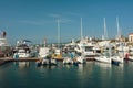 Panoramic view of sea port with a beautiful sky with clouds in Sochi, Russia