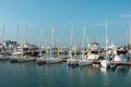 Panoramic view of sea port with a beautiful sky with clouds in Sochi, Russia