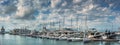 Panoramic view of sea port with a beautiful sky with clouds in Sochi, Russia