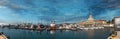 Panoramic view of sea port with a beautiful sky with clouds in Sochi, Russia