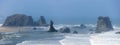 Panoramic view of Sea stacks along the Pacific coast at Bandon, Oregon state Royalty Free Stock Photo